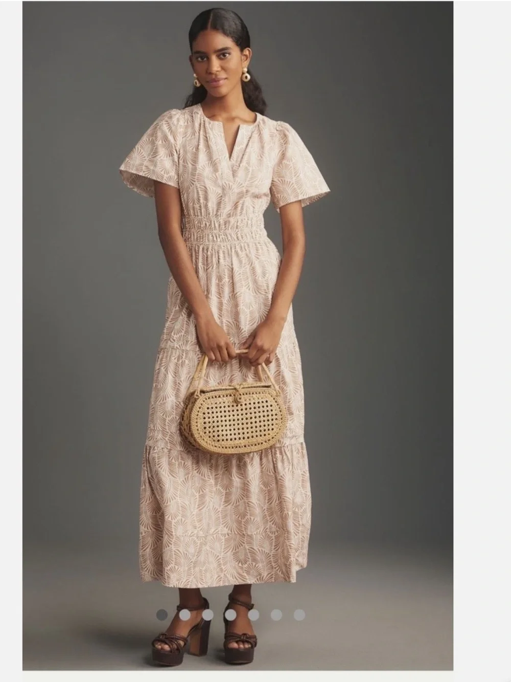 Anthropologie Somerset Leaf-Print Tiered Maxi Dress - Picture 5 of 5